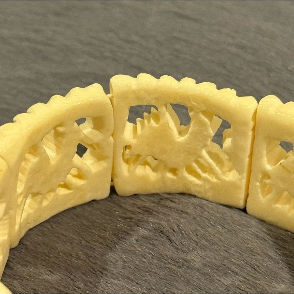 Vtg Carved Bone Rooster Bracelet - Picture 15 of 16
